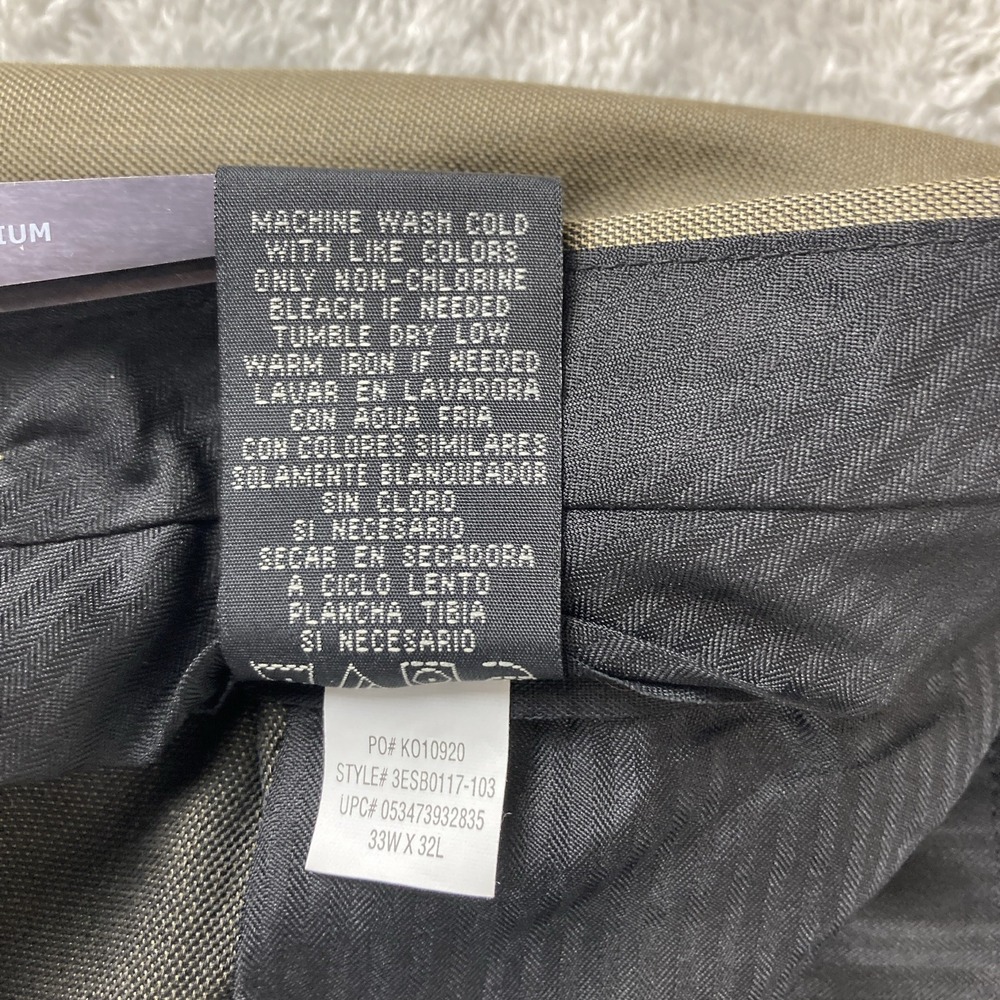 AXIST No Iron Dress Pants Mens 33x32 Brown Pleated Straight Leg Wrinkle‎ Resist - Picture 14 of 14